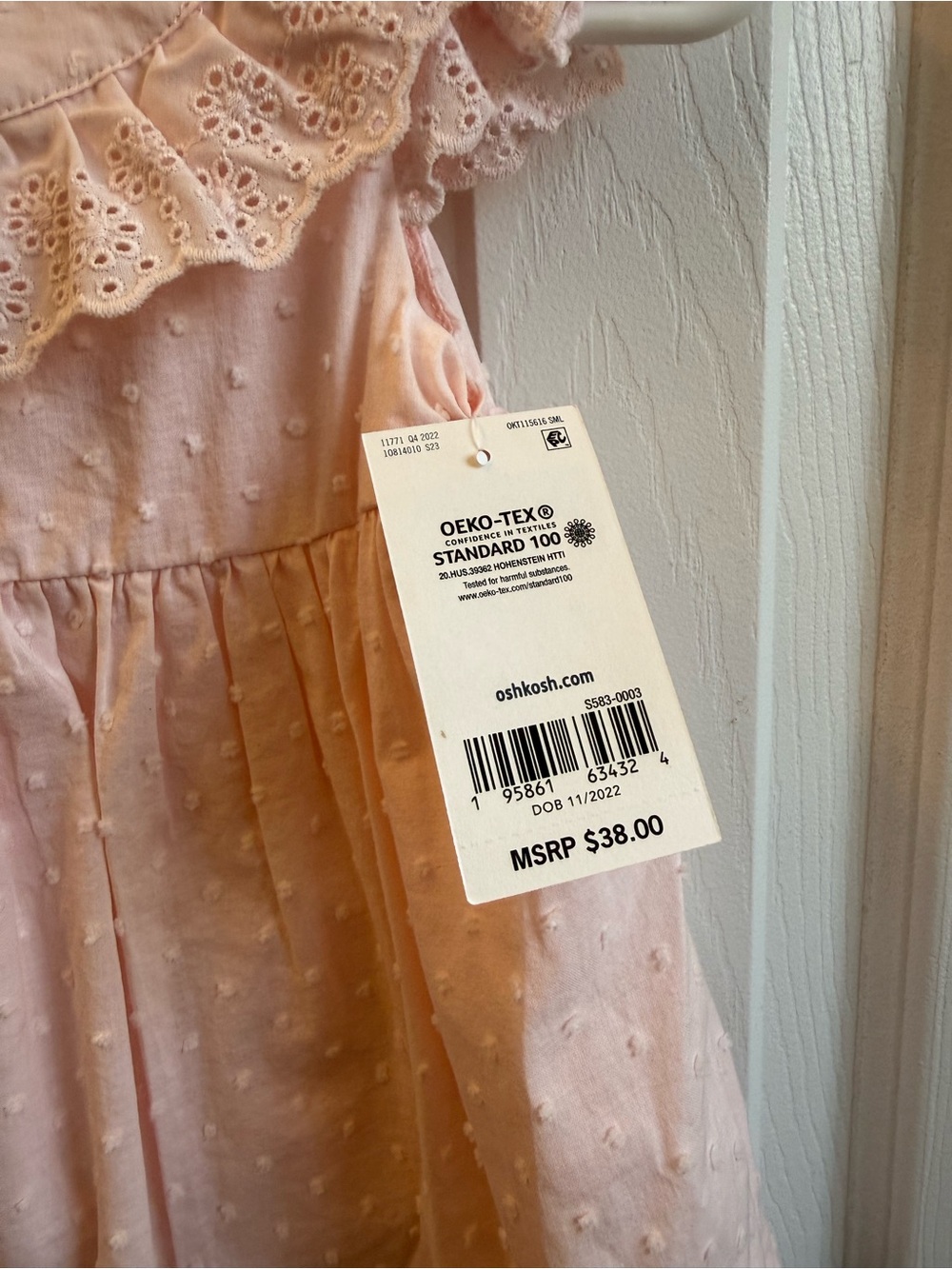 OshKosh B'gosh Light Pink Swiss Dot Ruffle Dress